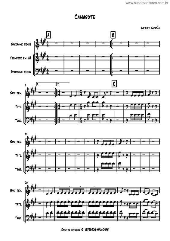 Partitura da música Camarote