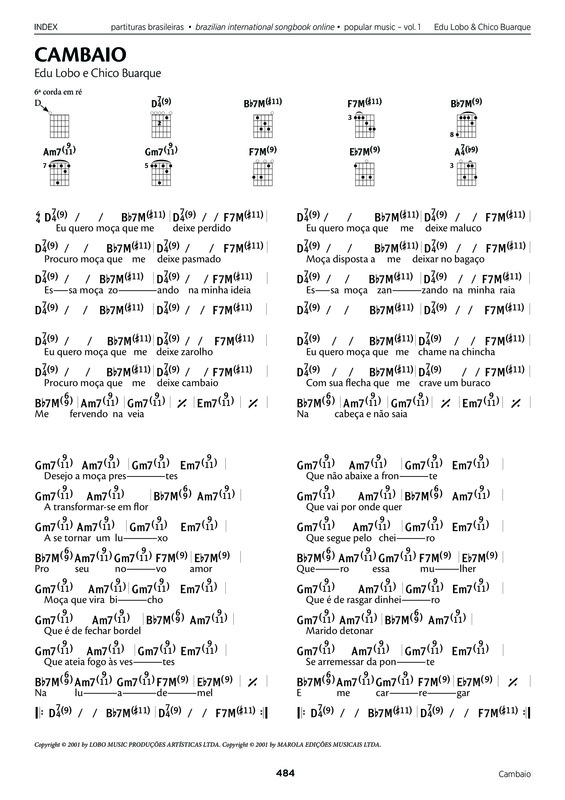 Partitura da música Cambaio