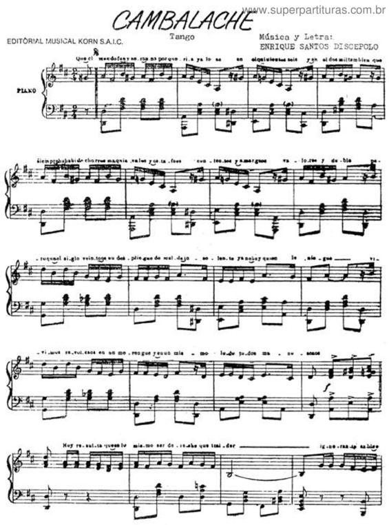 Partitura da música Cambalache v.2