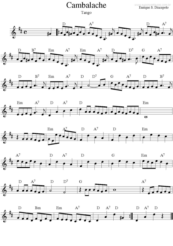 Partitura da música Cambalache