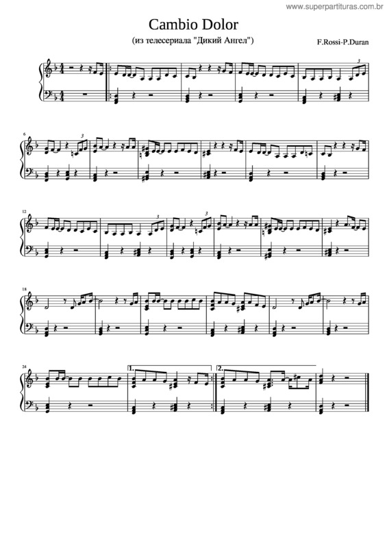 Partitura da música Cambio Dolor – Natalia Oreiro Cambio Dolor