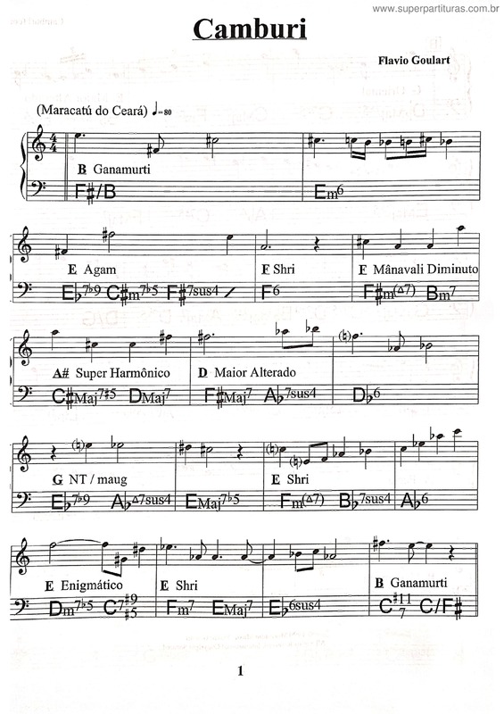 Partitura da música Camburi