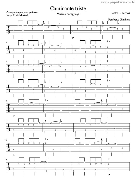 Partitura da música Caminante Triste Hector L. Barrios  Remberto Giménez v.2