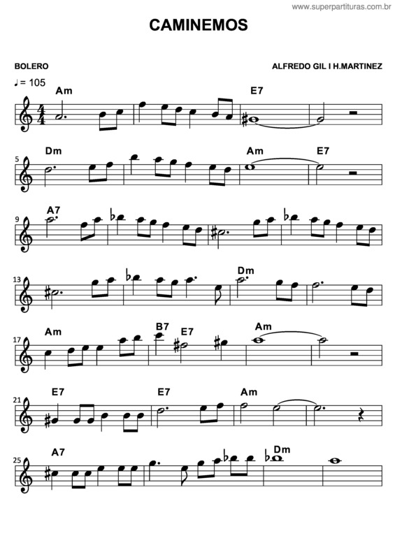 Partitura da música Caminemos