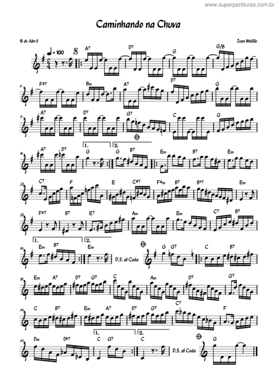 Partitura da música Caminhando Na Chuva