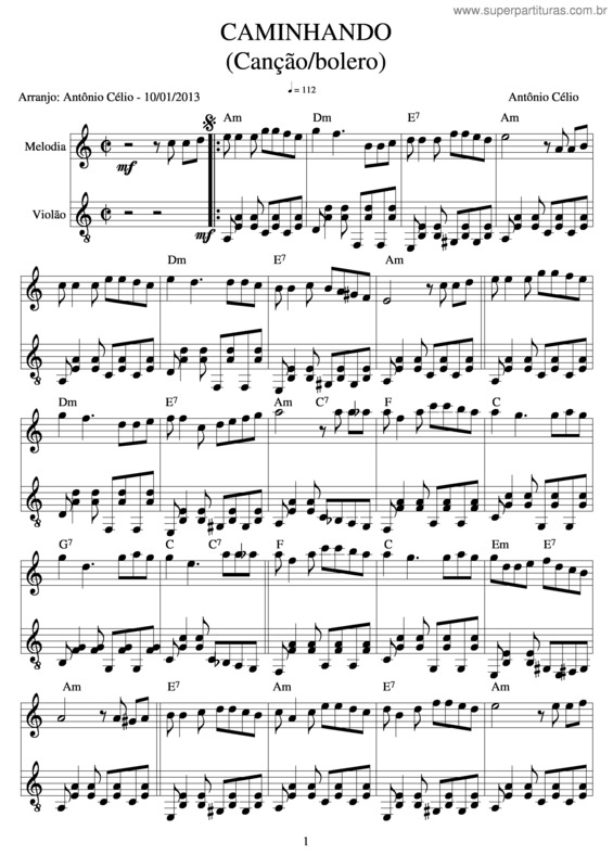 Partitura da música Caminhando v.5