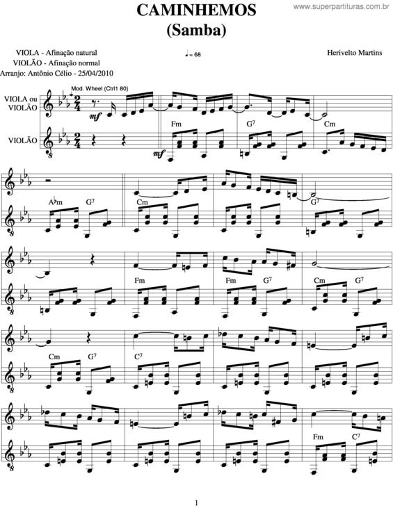 Partitura da música Caminhemos v.5