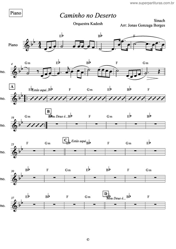 Partitura da música Caminho No Deserto