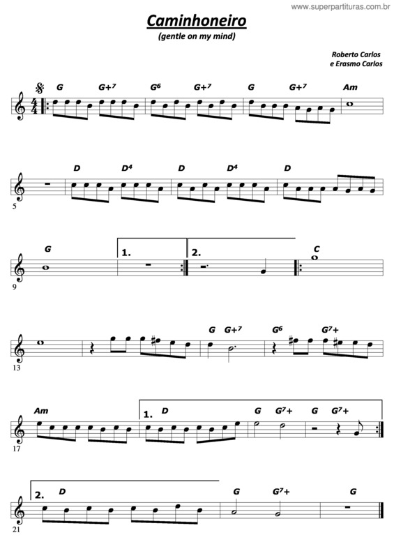 Partitura da música Caminhoneiro v.2