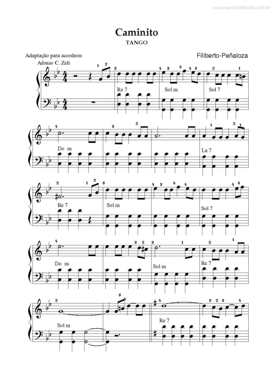 Partitura da música Caminito v.2