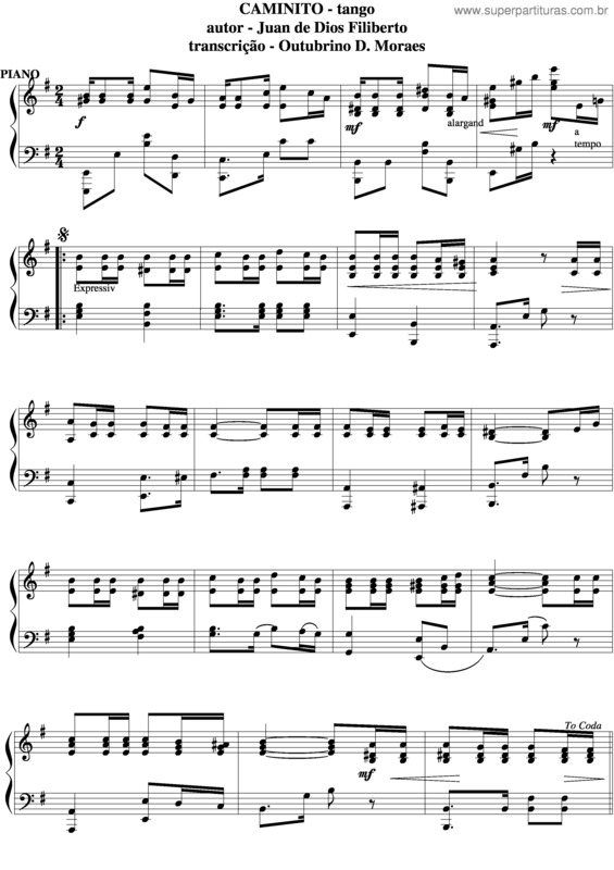 Partitura da música Caminito v.3