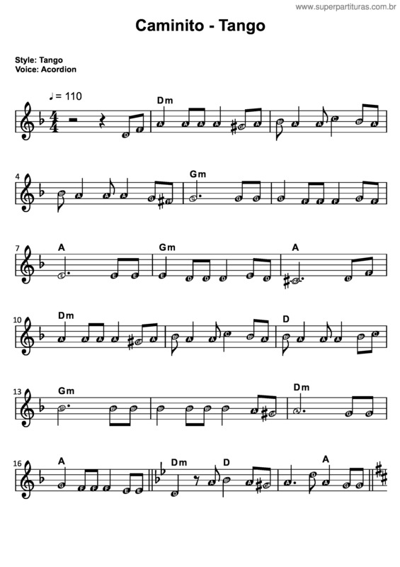 Partitura da música Caminito v.5