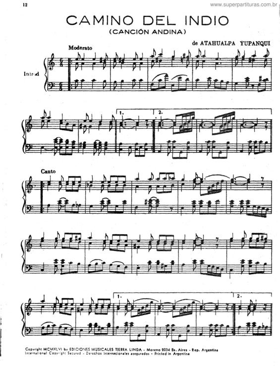 Partitura da música Camino Del Indio