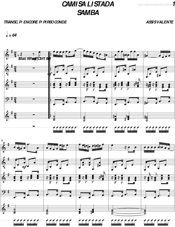 Partitura da música Camisa Listada