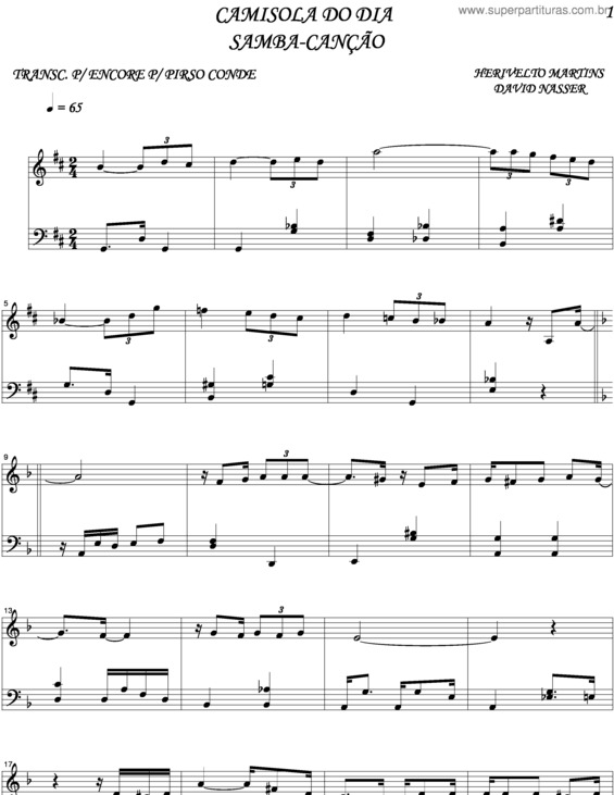 Partitura da música Camisola Do Dia v.4