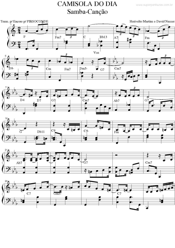 Partitura da música Camisola do Dia