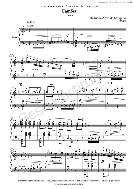 Partitura da música Camões