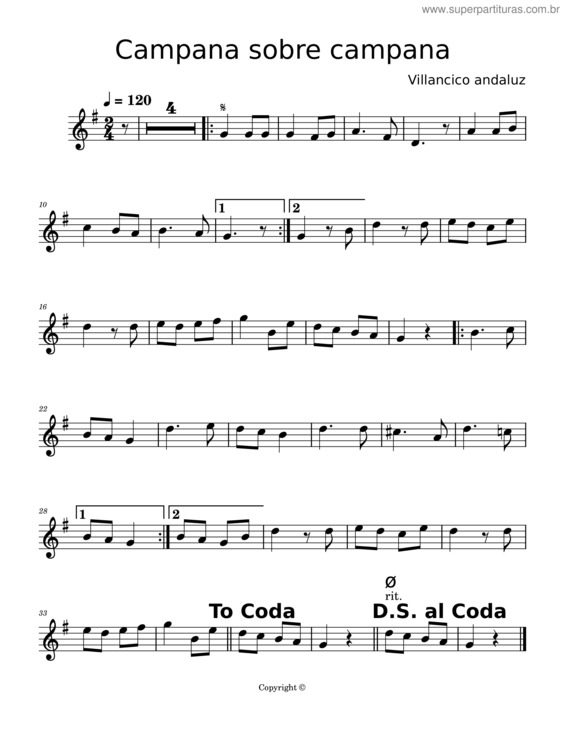 Partitura da música Campana Sobre Campana – Villancicos