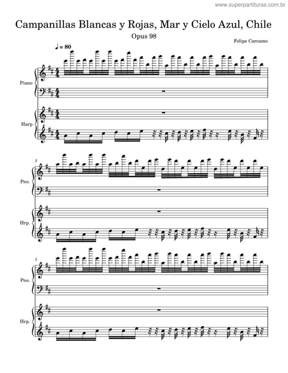 Partitura da música Campanillas Blancas Y Rojas, Mar Y Cielo Azul, Chile, Op 98