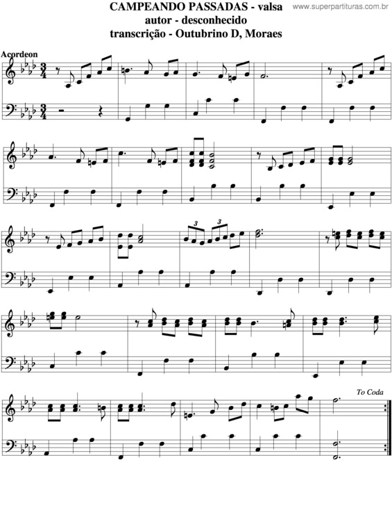 Partitura da música Campeando Passadas v.2