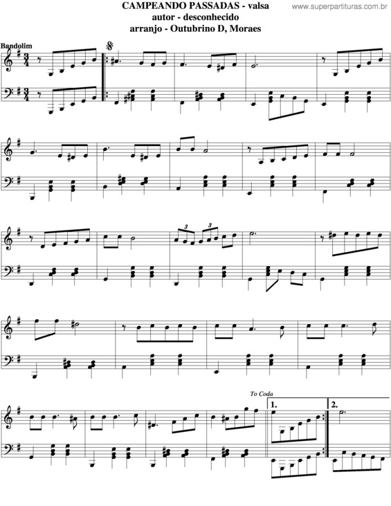 Partitura da música Campeando Passadas v.4