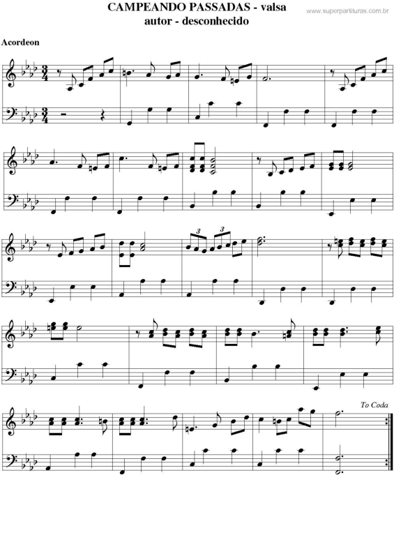 Partitura da música Campeando Passadas