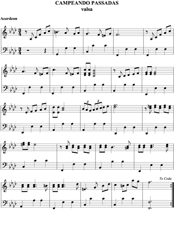 Partitura da música Campeandro Passadas