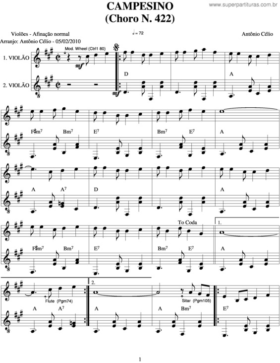 Partitura da música Campesino