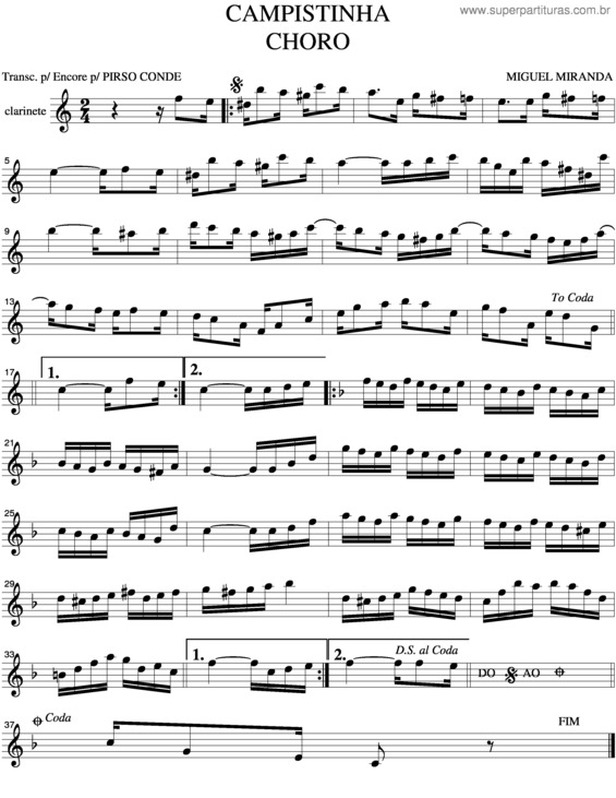 Partitura da música Campistinha