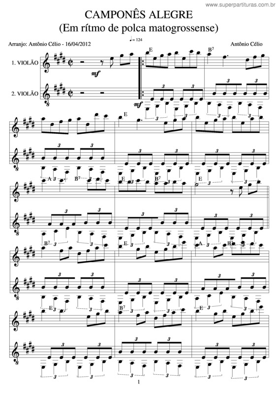 Partitura da música Camponês Alegre