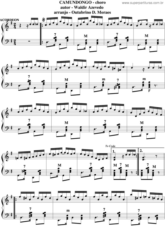 Partitura da música Camundongo 