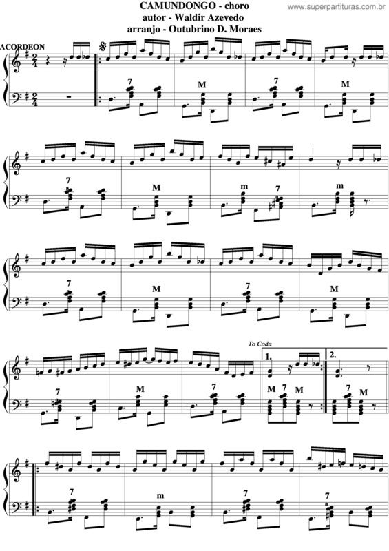 Partitura da música Camundongo 