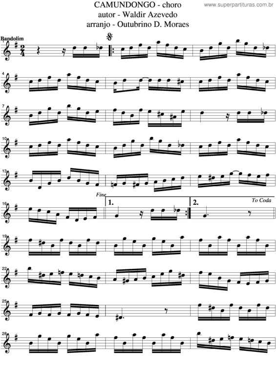 Partitura da música Camundongo v.3