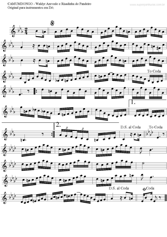 Partitura da música Camundongo