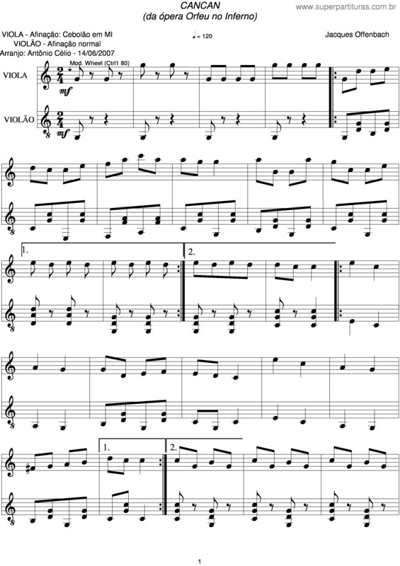 Partitura da música Can Can v.4