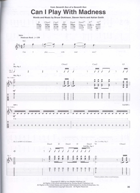 Partitura da música Can I Play With Madness