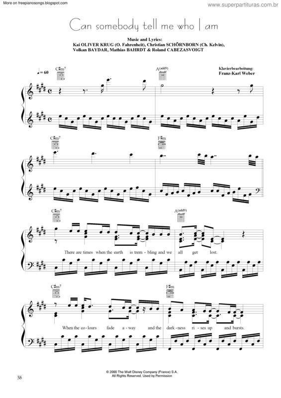 Partitura da música Can Someboody Tell Me Who I Am (Dinosaurs)