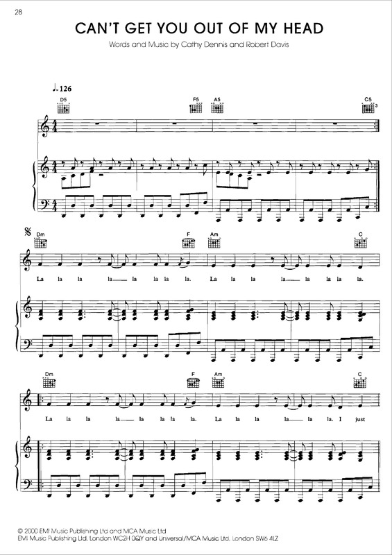 Partitura da música Can´t Get You Out Of My Head v.2