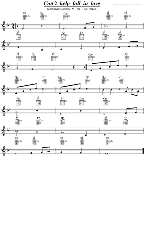 Partitura da música Can`t Help Fall In Love v.2