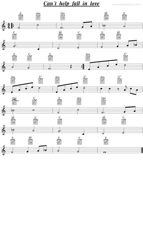 Partitura da música Can`t Help Fall In Love