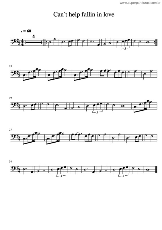 Partitura da música Can T Help Fallin In Love Cello