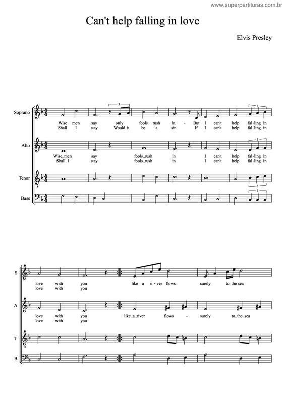 Partitura da música Can`t help fallin in love v.2