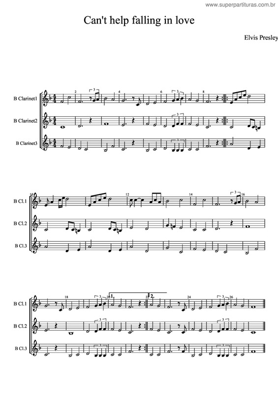 Partitura da música Can`t help fallin in love v.3