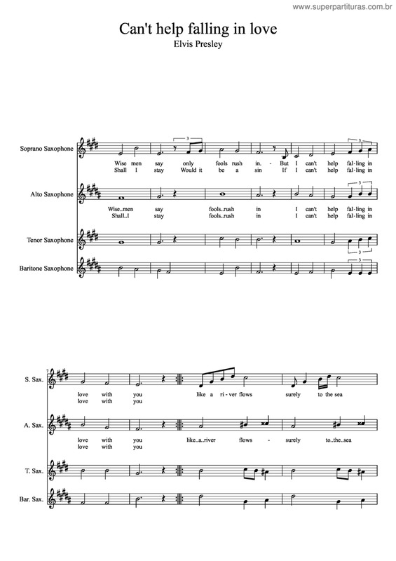 Partitura da música Can`t help fallin in love v.5