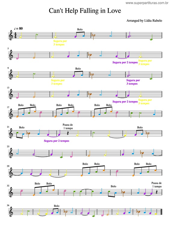 Partitura da música Can`T Help Falling In Love – Easy Piano