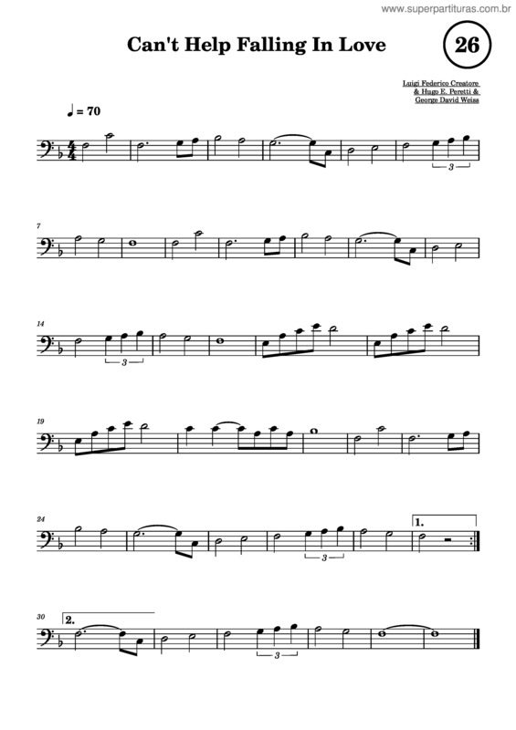 Partitura da música Can`T Help Falling In Love – Elvis Presley Can`T Help Falling In Love – Cello