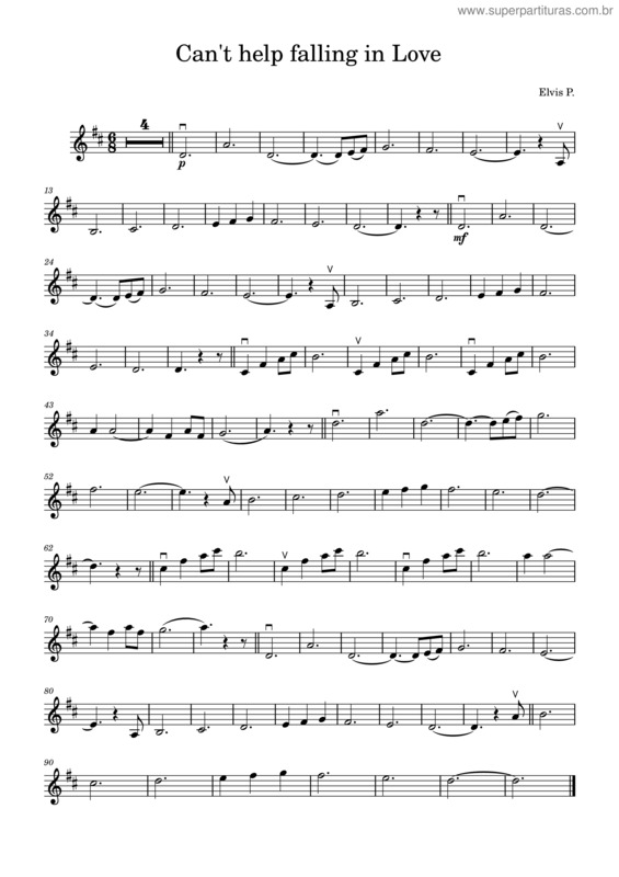 Partitura da música Can`T Help Falling In Love – Elvis Presley Can`T Help Falling In Love v.11