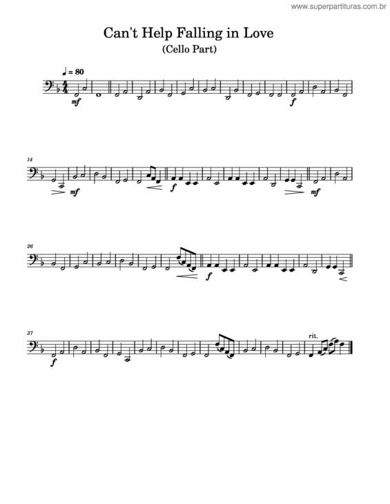 Partitura da música Can`T Help Falling In Love – Elvis Presley Can`T Help Falling In Love v.4