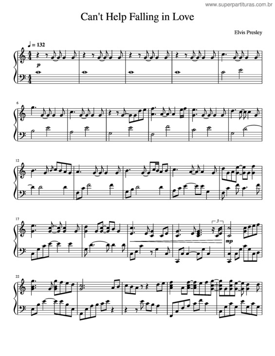 Partitura da música Can`T Help Falling In Love – Elvis Presley Can`T Help Falling In Love v.8