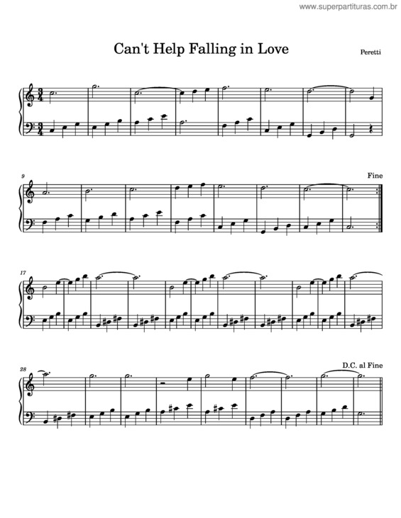 Partitura da música Can`T Help Falling In Love – Elvis Presley Can`T Help Falling In Love v.9